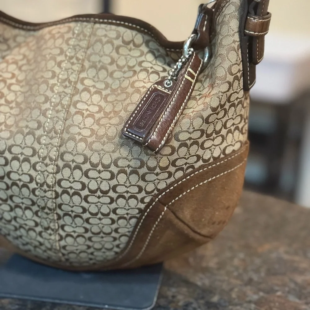 Coach Small Mini C Signature and Suede SoHo Hobo Bag